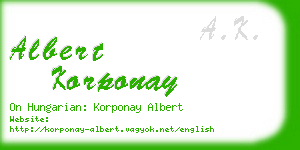 albert korponay business card